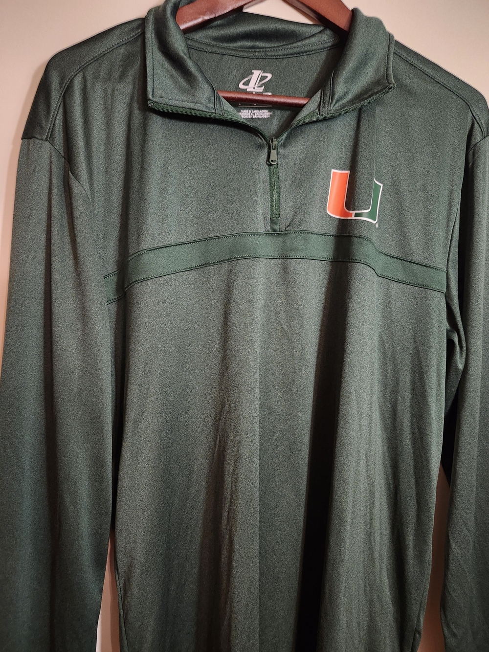 Logo Athletic Dark Green Quarter-Zip with Miami Hurricane